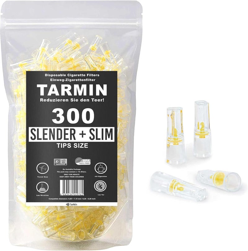 Tarmin Slender 300 Cigarette Filters That Remove Tar and Chemical 300 Cigarette Filters Cigarette Holder BPA Free Reusable Cigarette Filters Slender Slim Size Cigarettes,Smart Filters Cleaner Smoke - Image 1